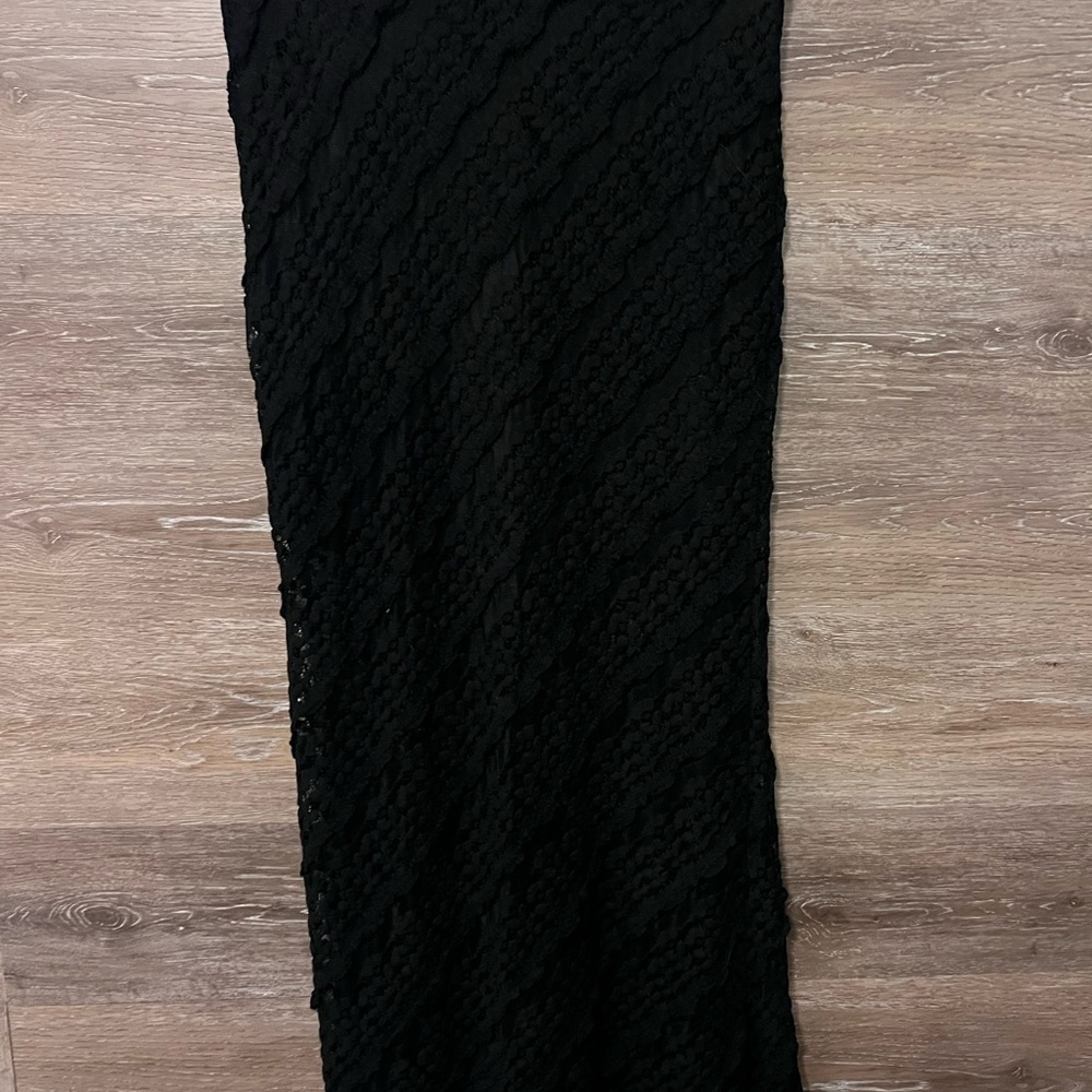 Black Lace Skirt Sz large boho maxi PEACH